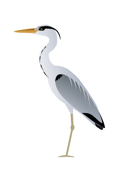 Heron Png File (black, silver)