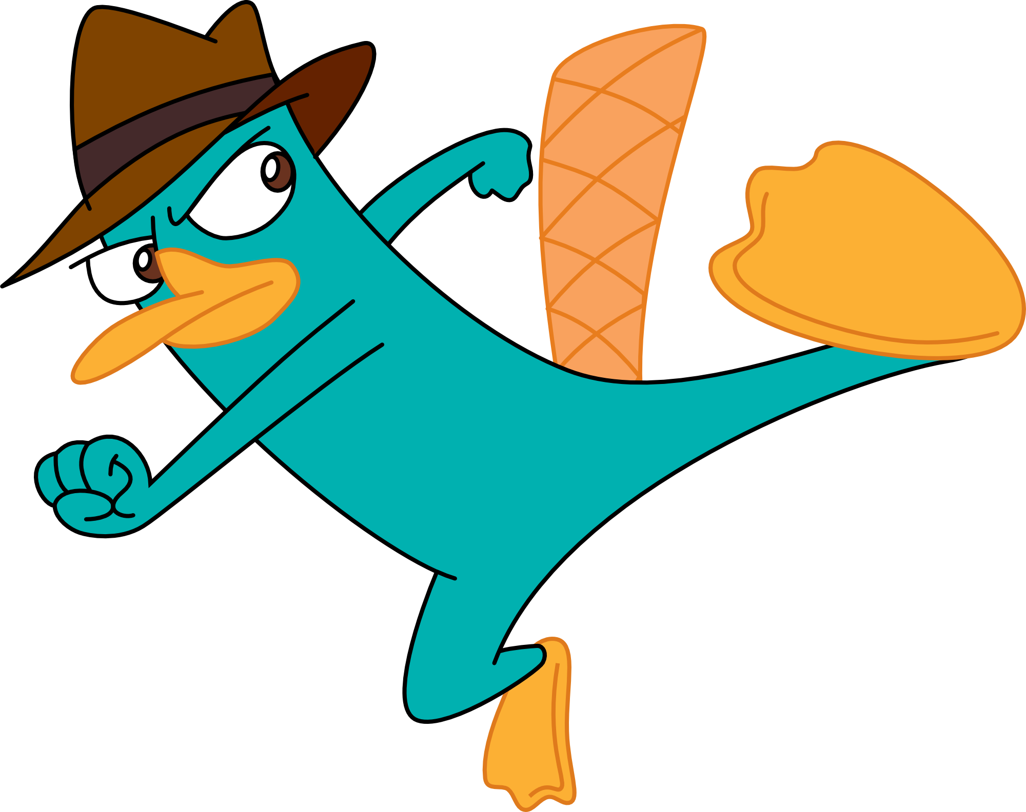 Perry The Platypus Png Free Download (white, teal, olive, orange, salmon)