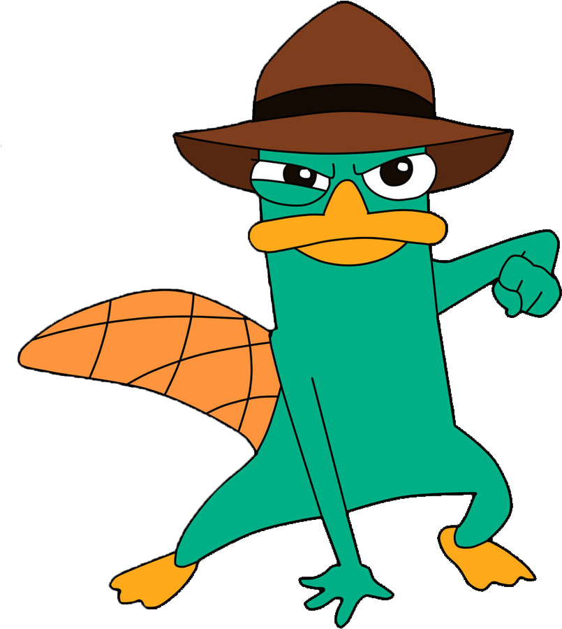 Perry The Platypus Png Image (teal, maroon, orange, salmon, black)