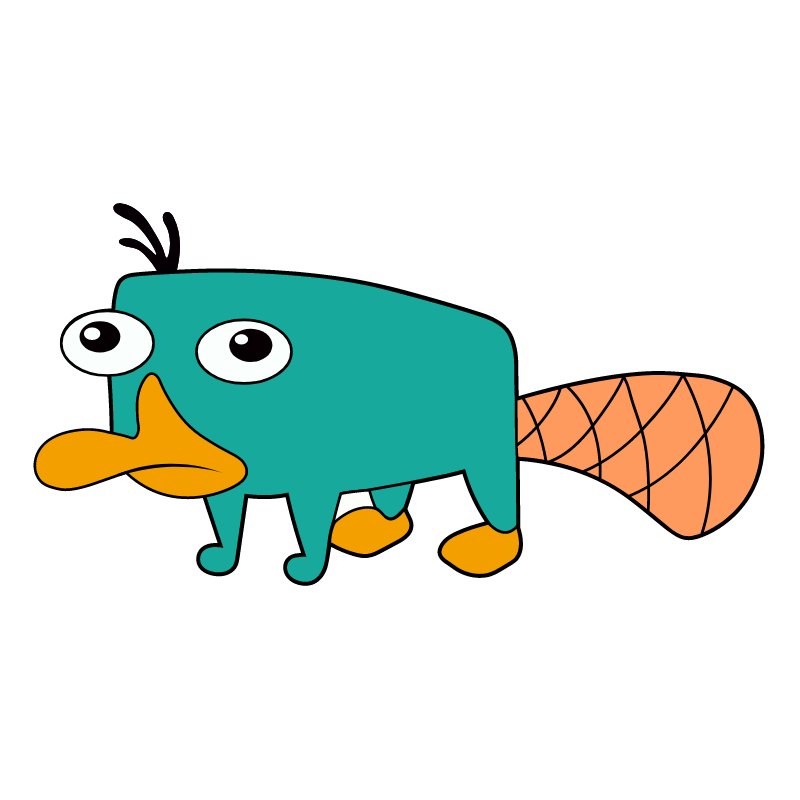 Perry The Platypus Png Isolated Hd (white, teal, orange, salmon, black)