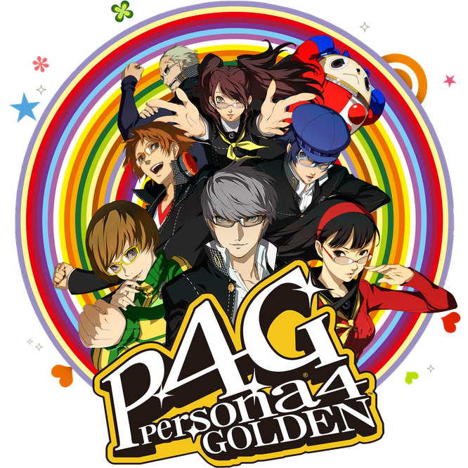 Persona 4 Golden Logo Png Pic (black, white, gold)