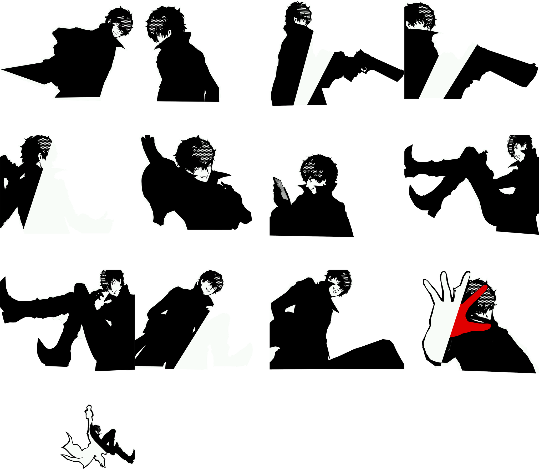 Persona 5 Png Image (black, white)