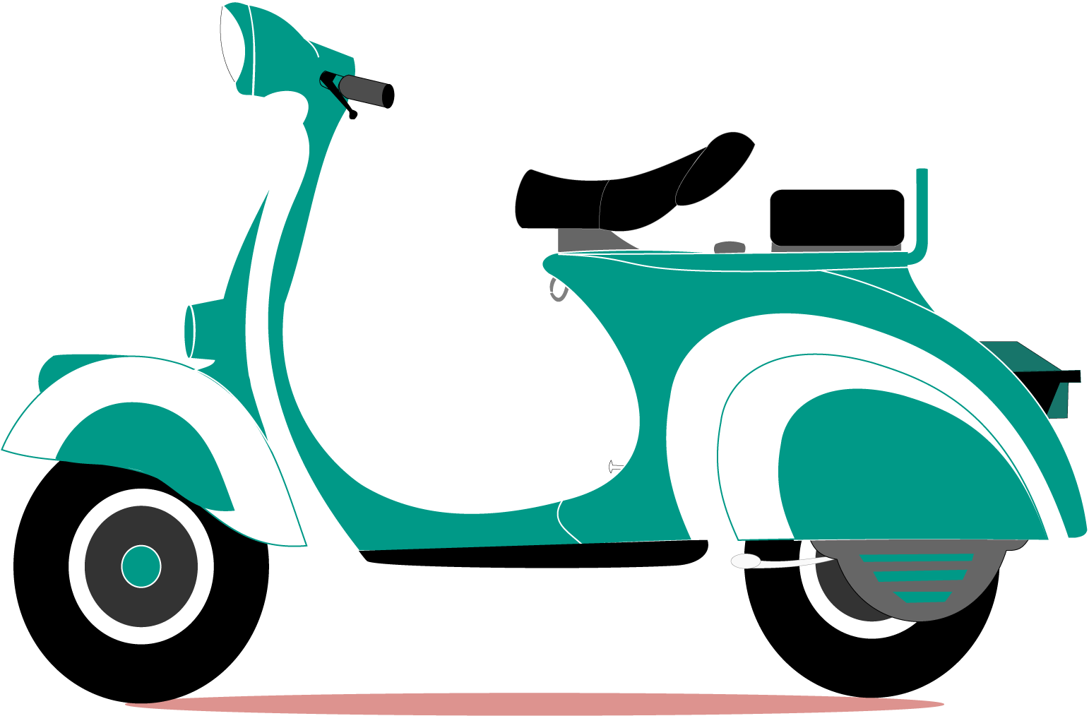 Vespa Png Isolated Image (teal, black, salmon, white)