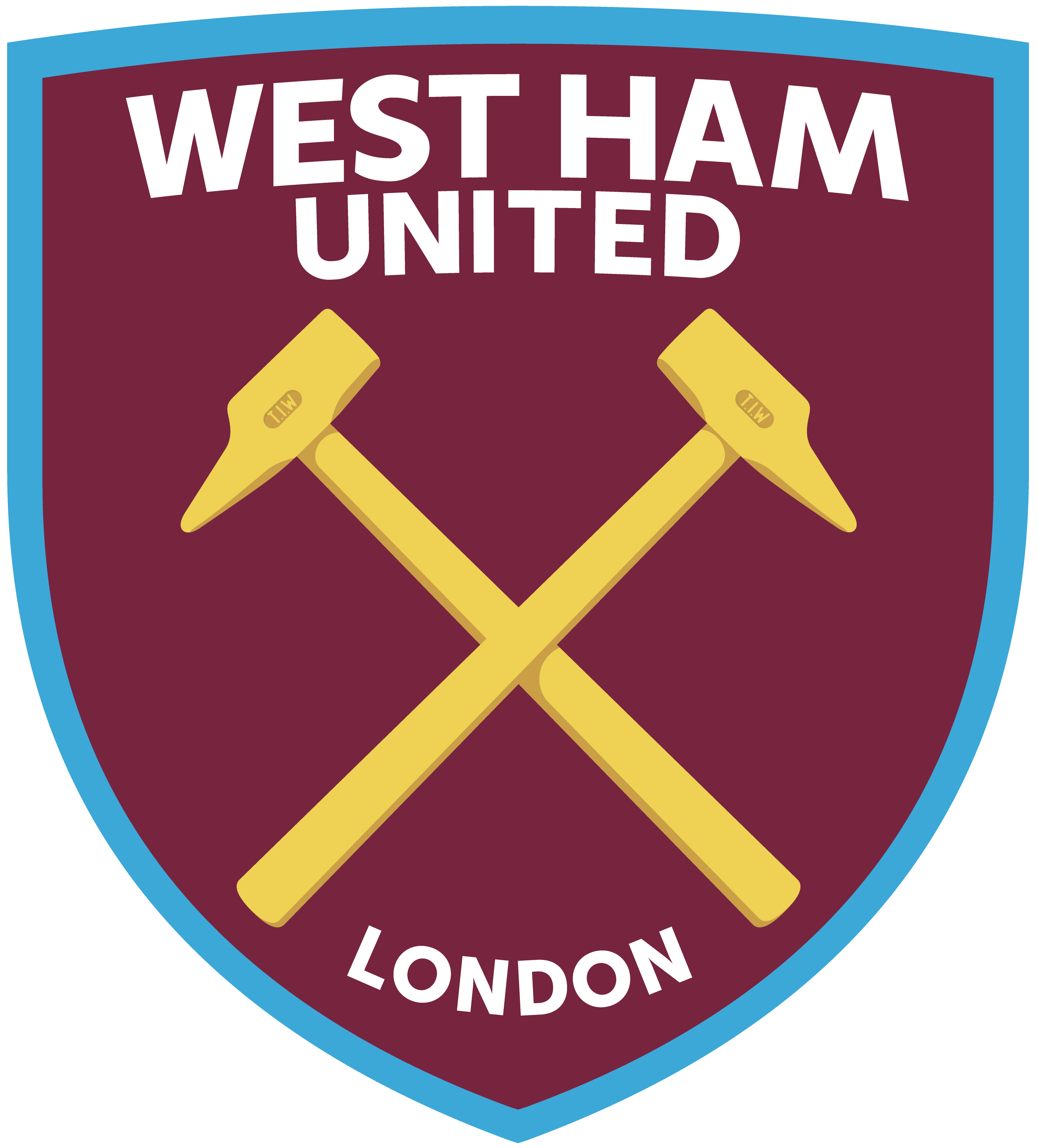 West Ham United F.C Png Pic (black, gold, maroon, white, greenish blue)