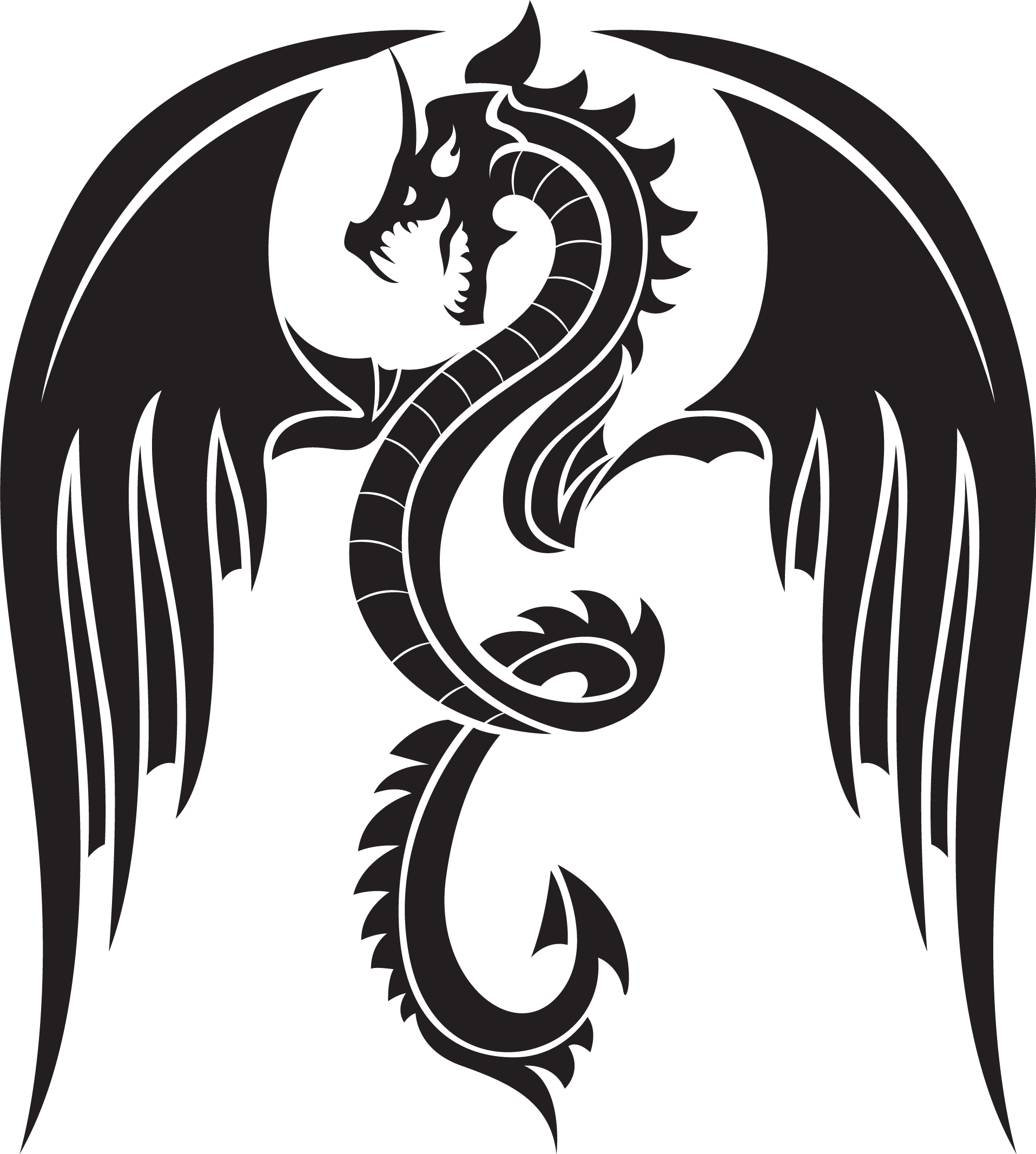 Western Dragon Png Clipart (black, white)