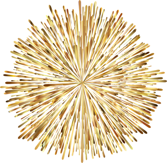 Festive Gold Fireworks Png Image (black)