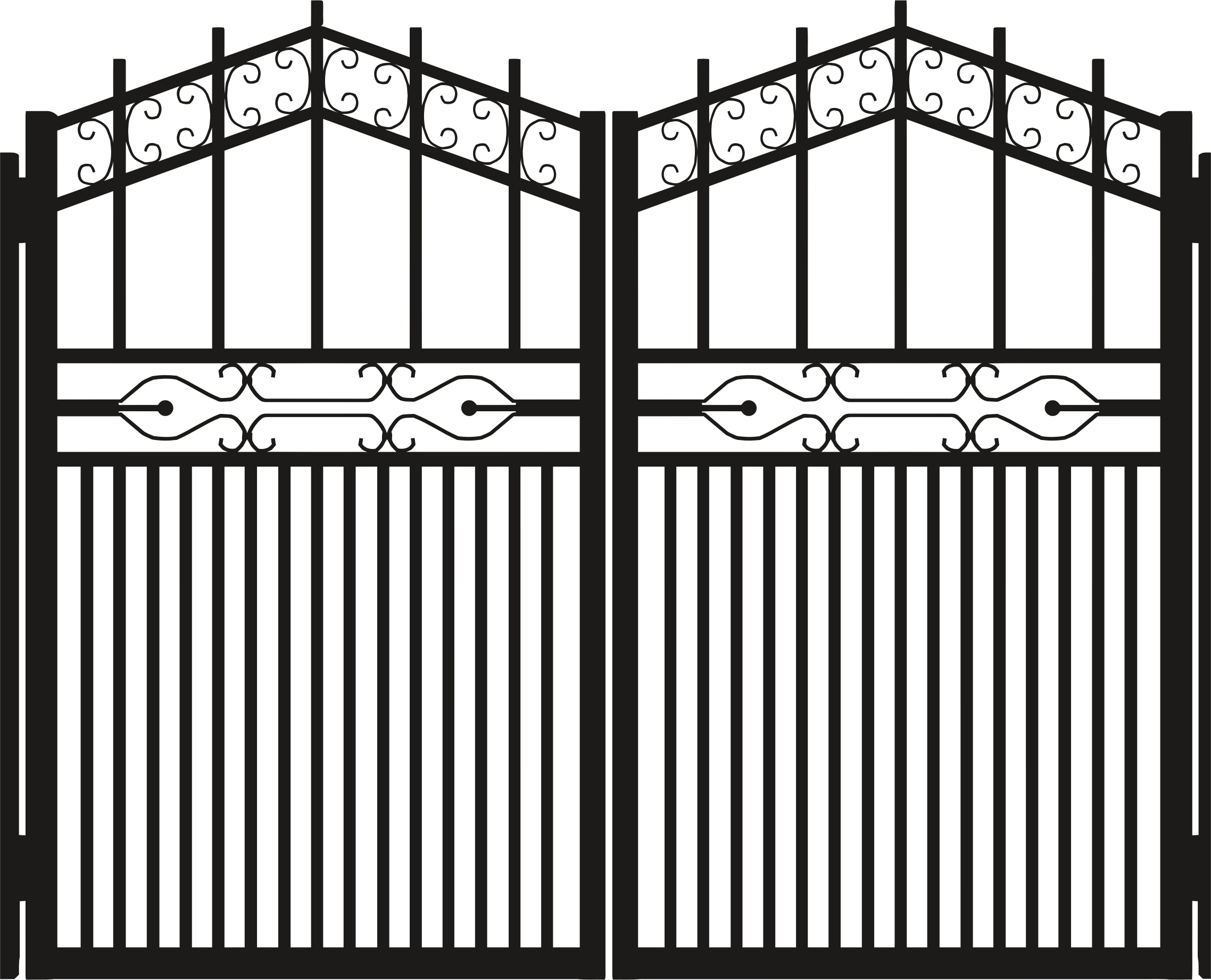 Metal Gate Fence Png Clipart (black)