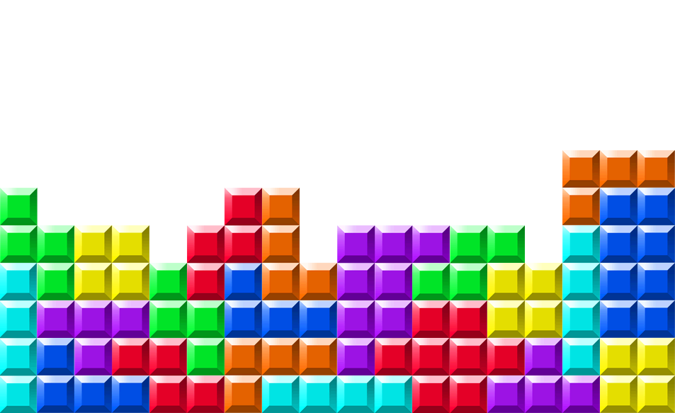 Tetris Transparent Background (red, lime, white, gold, greenish blue)