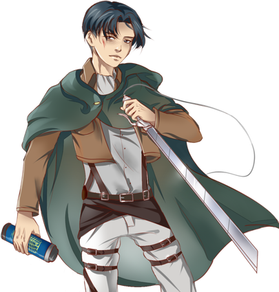 Levi Ackerman Transparent Background (gray, black, silver)