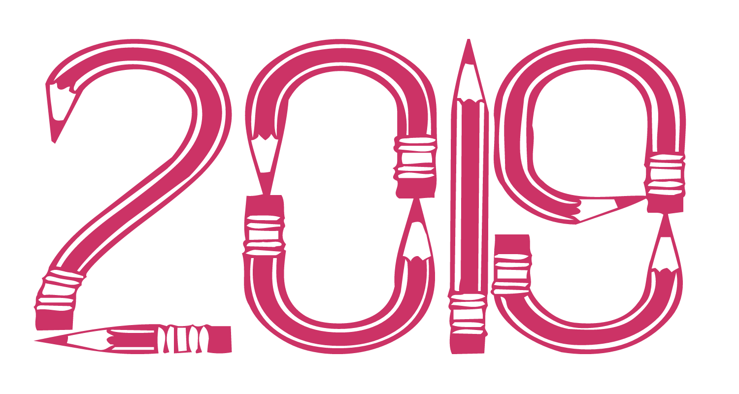 New Year 2019 Png File (pink, chocolate, salmon, white, purple)