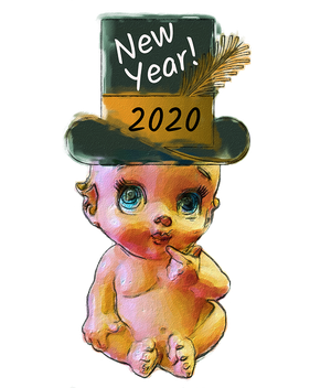 New Year Baby Png Transparent (black)