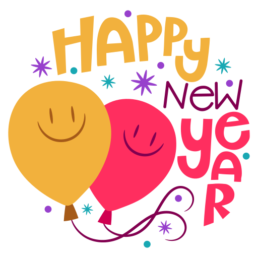 New Year Emoji Png (white, black, orange, salmon)