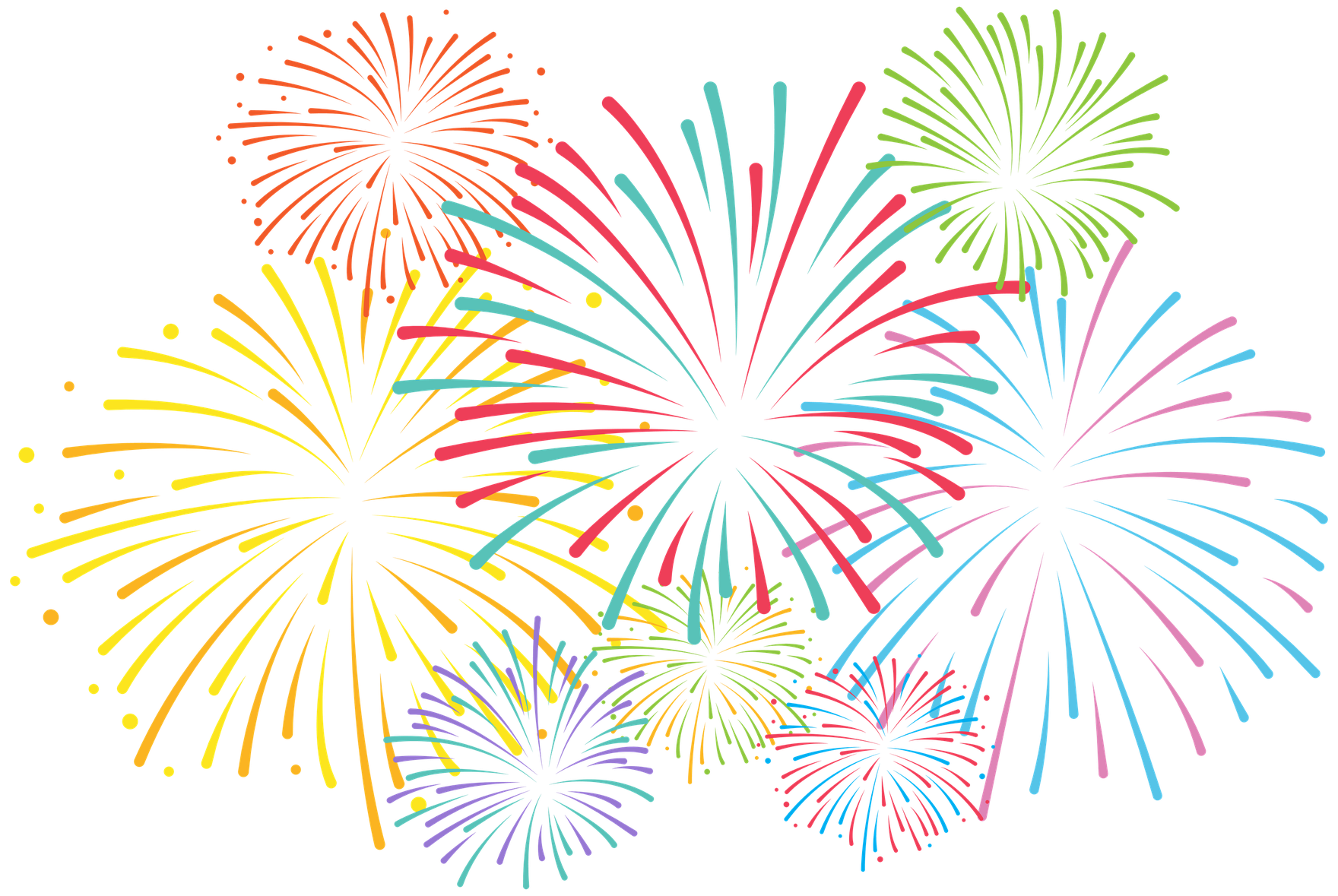 New Year Fireworks Png Isolated Image (black)