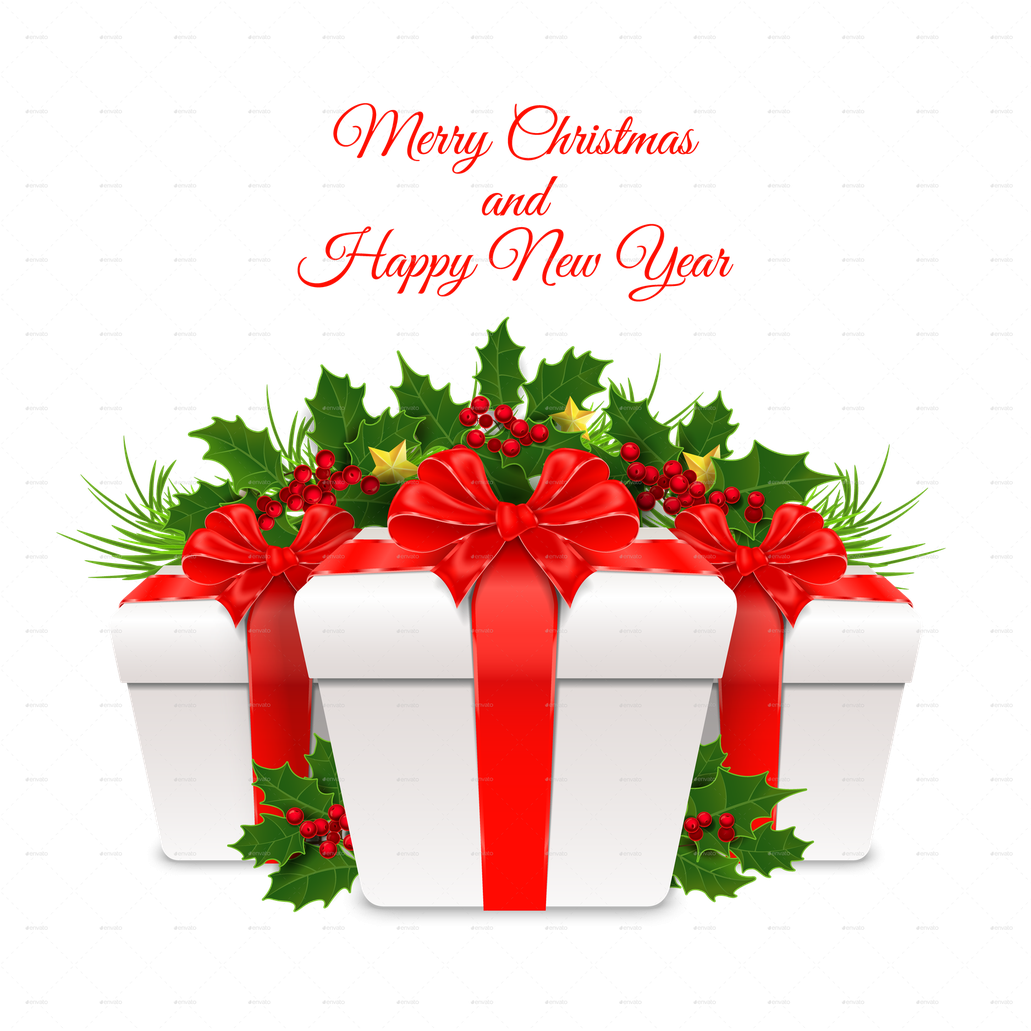 New Year Gift Png Isolated Photo (black)