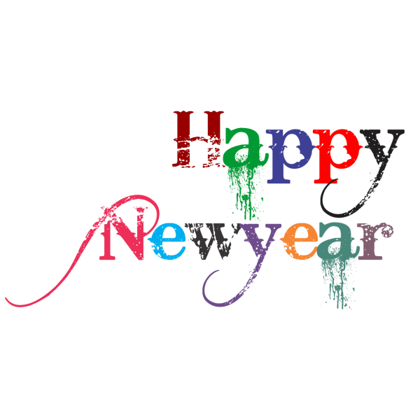 New Year Greetings Png File (red, gray, green, black)