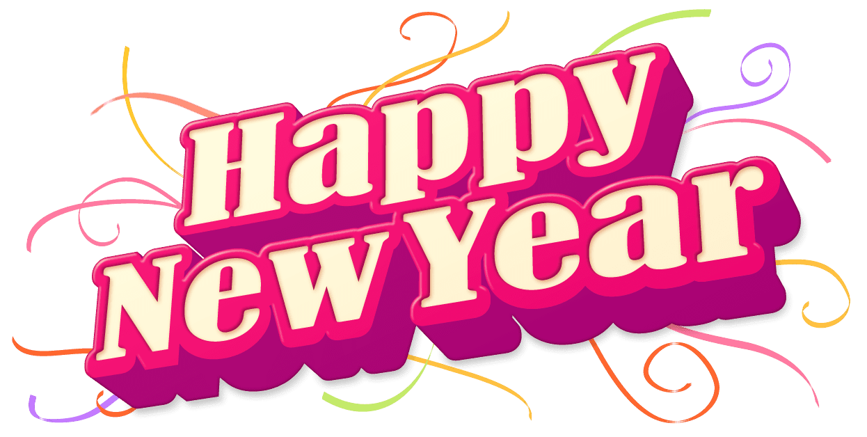 New Year Greetings Png Image (beige, gray, purple)