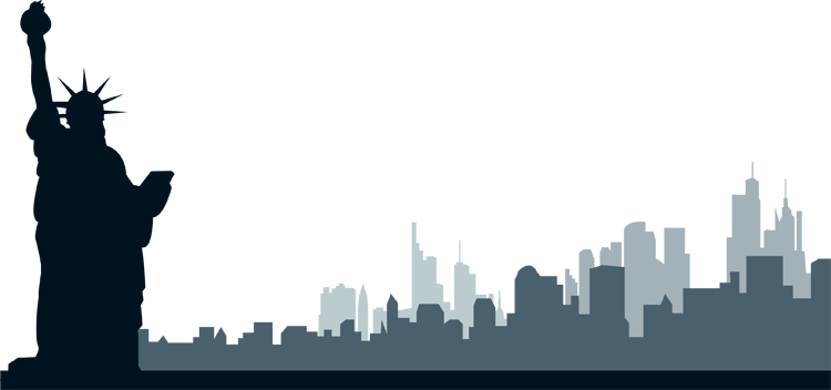 New York Skyline Tower Transparent Background (teal, silver, black, gray, white)