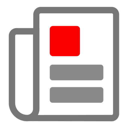 Newspapers And Magazines Free Png Icon (white, red, black, gray)