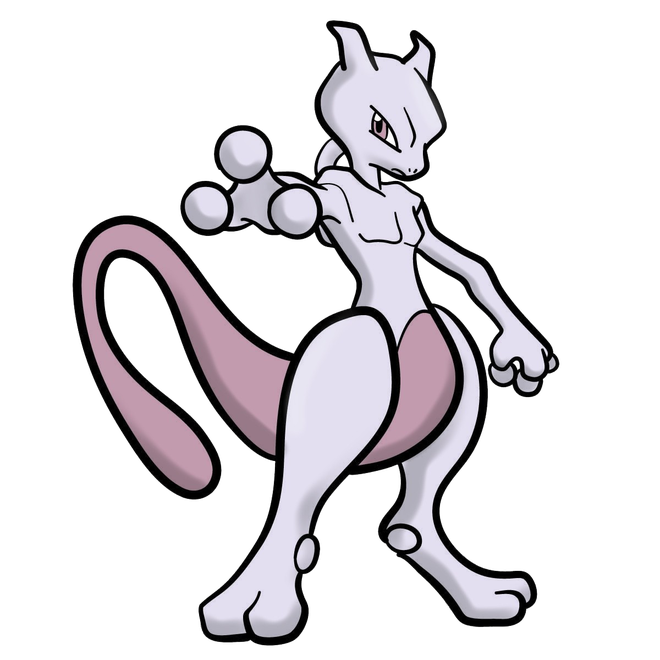 Mewtwo Pokemon Png Image Background (silver, lavender, black)