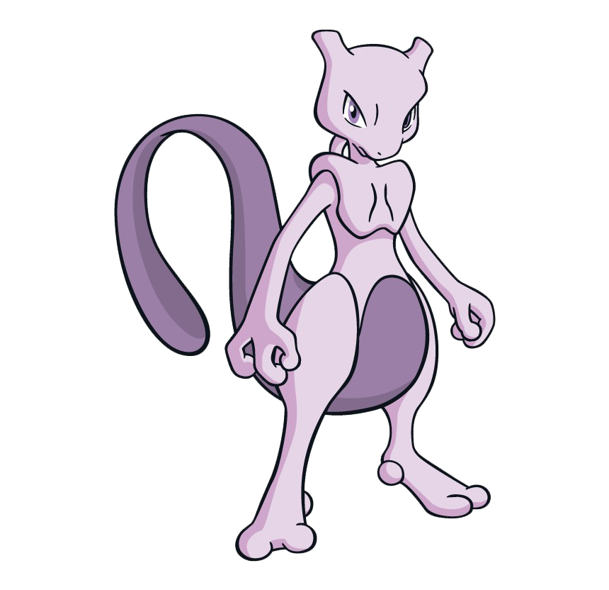 Mewtwo Pokemon Png Image (white, gray, lavender)