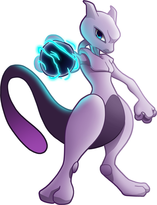 Mewtwo Pokemon Species Png File (indigo, greenish blue, black, silver)