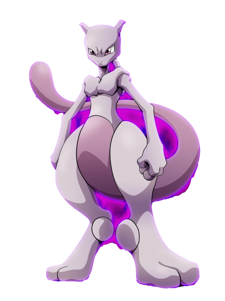 Mewtwo Pokemon Transparent Image (silver, lavender, black)