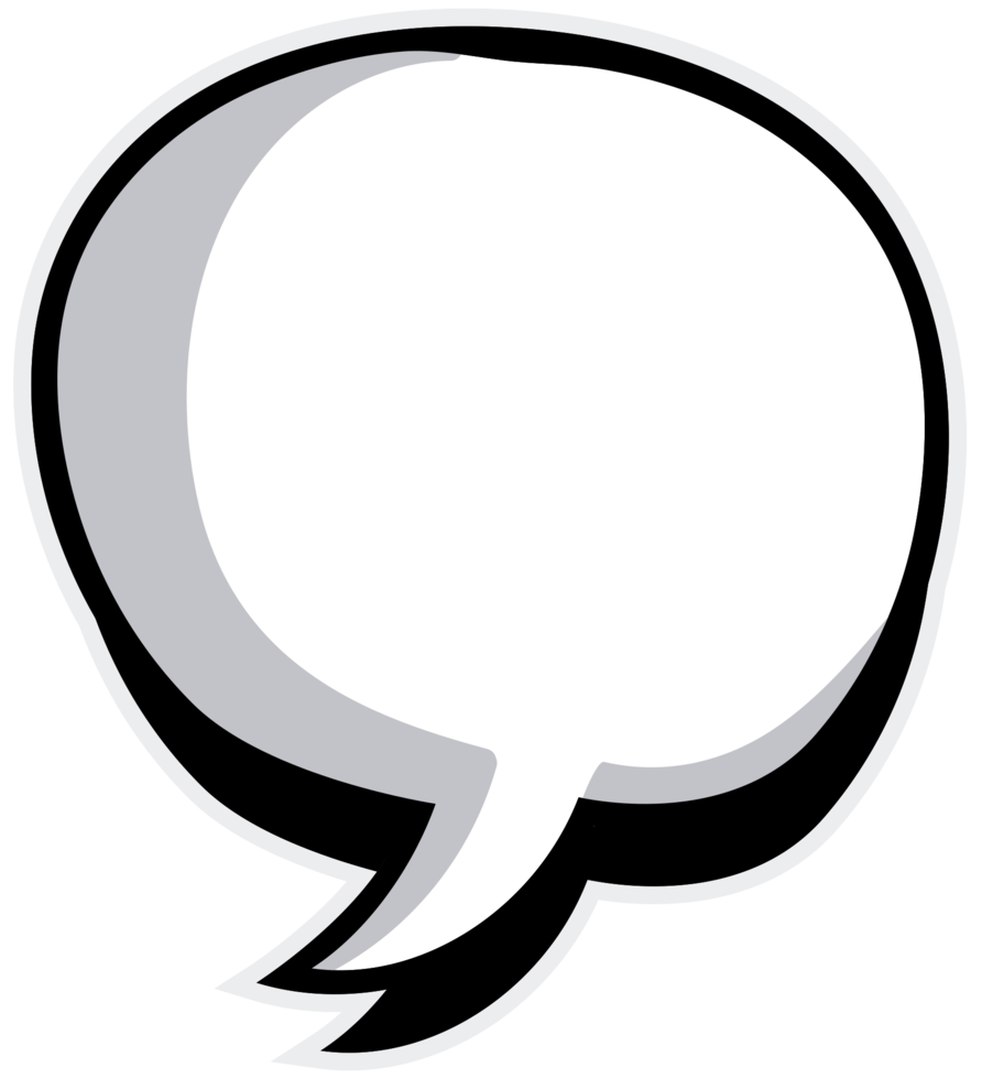 Text Bubble Png Image (black, white, silver)