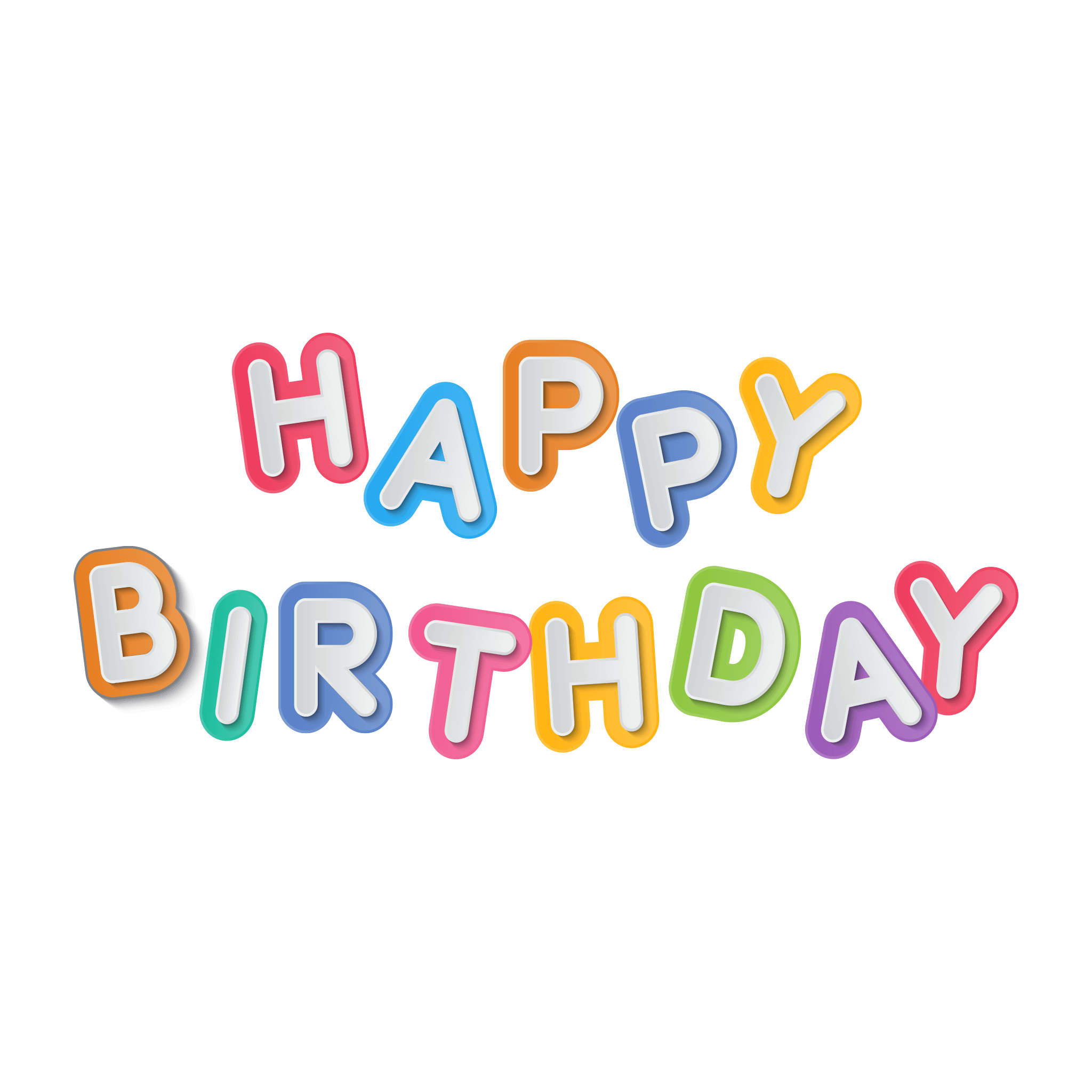 Text Colorful Birthday Transparent Png (black, gray, salmon, chocolate, silver)