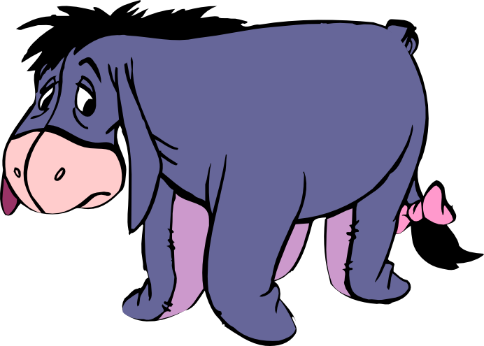 Eeyore Png Clipart (white, pink, black, gray, plum)