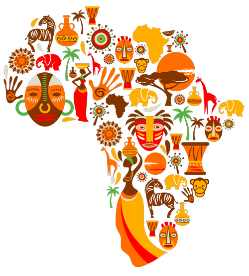 African Art Png Photo (white, black, red, orange, chocolate)