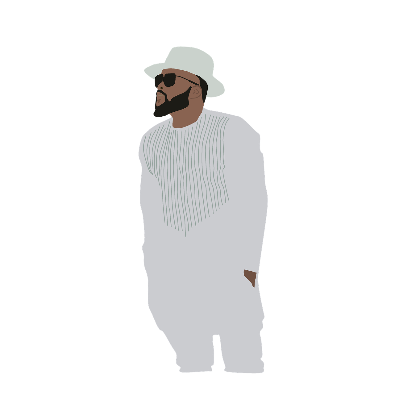 African Man Png Pic (white, silver)