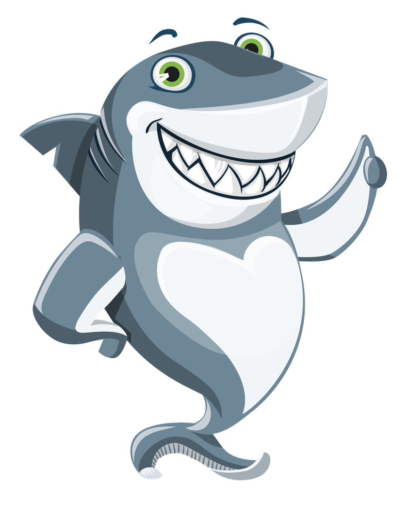 Shark Cartoon Png Image (black, white, gray)