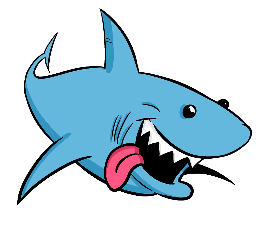 Shark Cartoon Png Isolated File (black, salmon, silver, white)