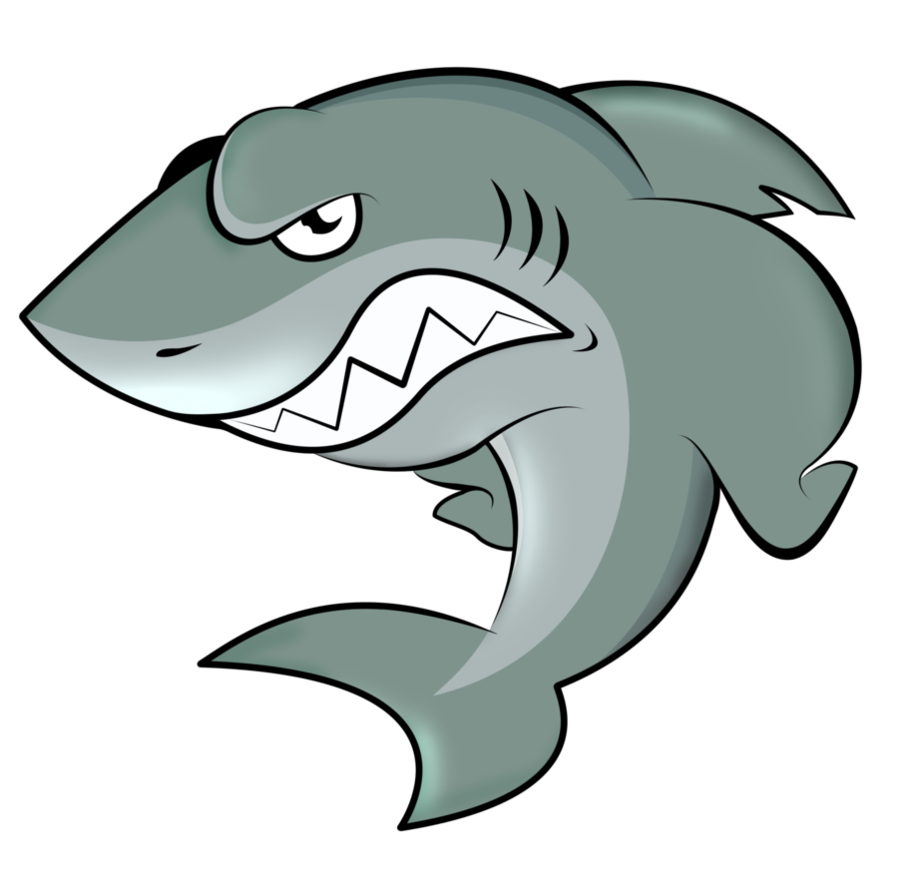 Shark Cartoon Png Isolated Image (black, silver, white, gray)