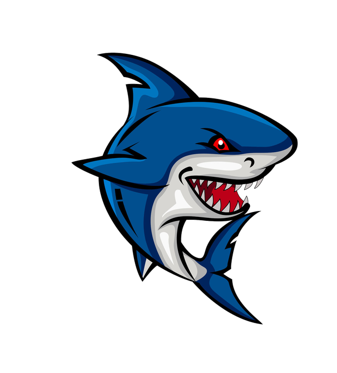 Shark Cartoon Png Transparent (black, silver, teal)