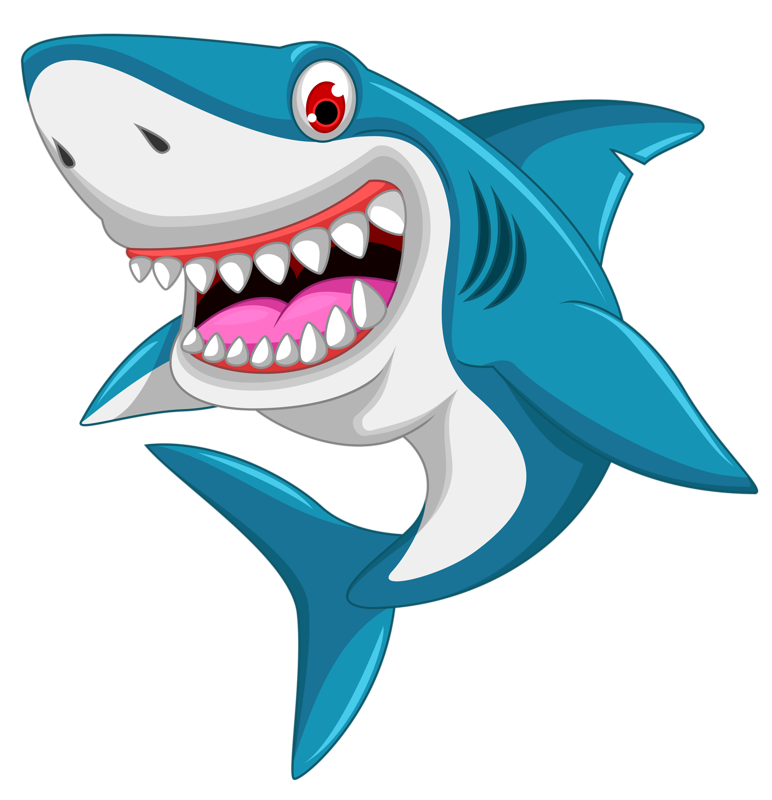 Shark Cartoon Png (black, white, lavender, teal)