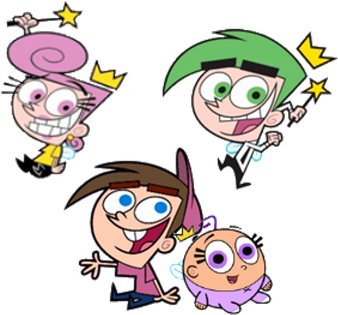 The Fairly Oddparents Png Isolated Image (black, gray, pink, white, olive)