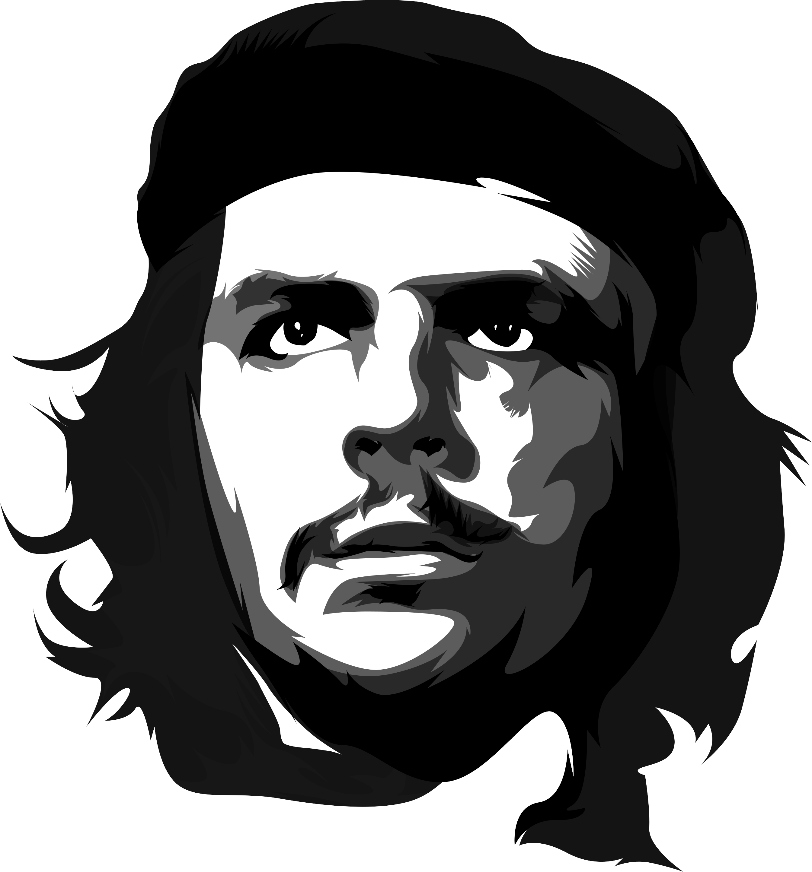 Che Guevara Vector Png Clipart (black, gray, white)