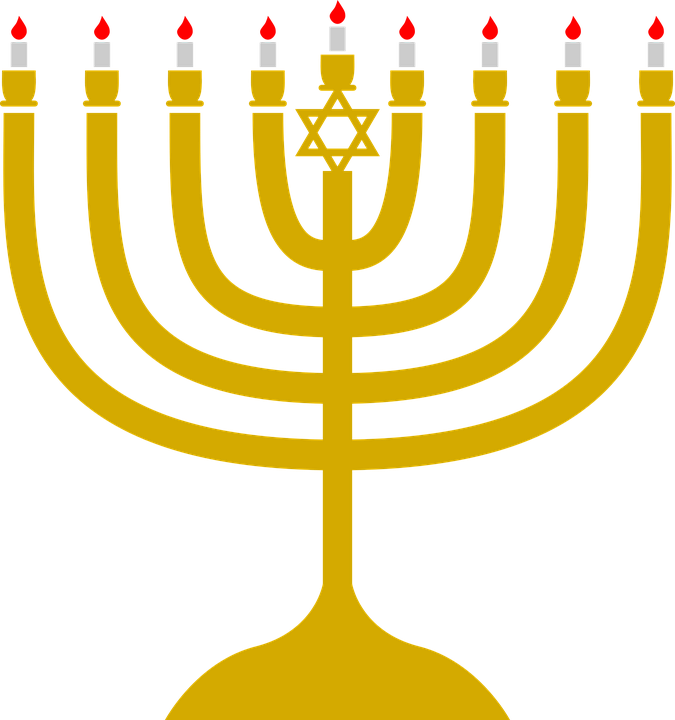 The Hanukkah Menorah Jewish Png Picture (black, orange)