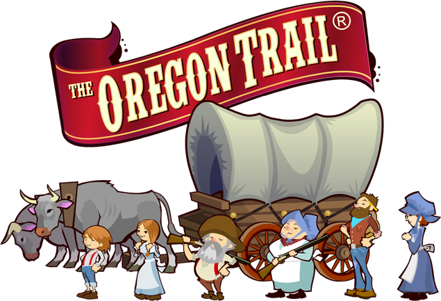 The Oregon Trail Logo Png (black, gray, silver, white)