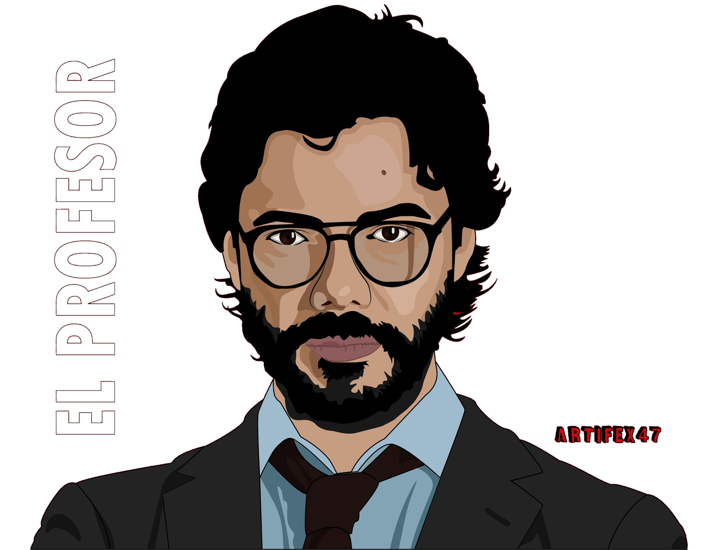 The Professor Money Heist Png Clipart (black, silver, salmon, white)