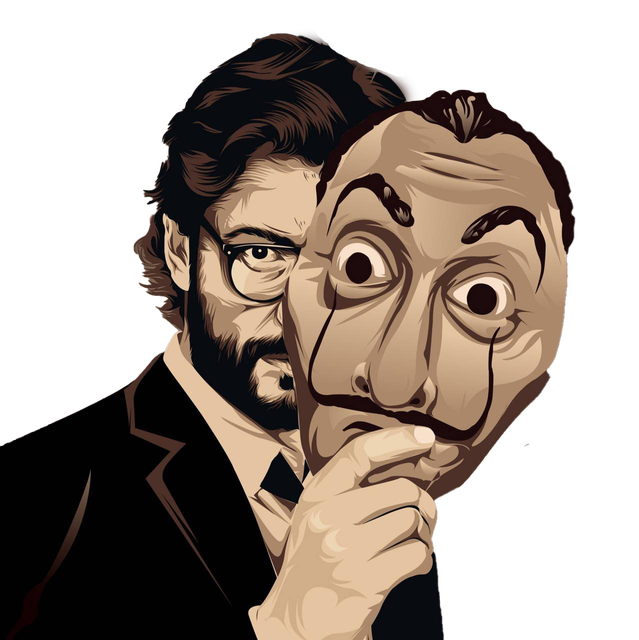 The Professor Money Heist Png Image (black, gray, silver, pink)