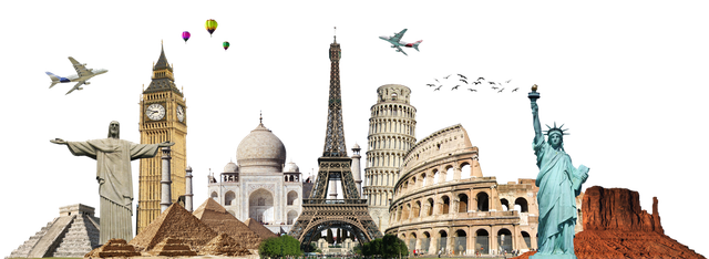 The Seven Wonders Of World Png Hd (black)