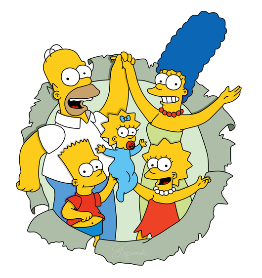 The Simpsons Cartoon Png File (black, gold, white, teal, silver)