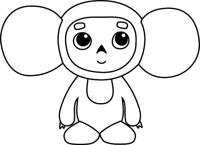 Cheburashka Png File (white, gray, black, lavender)