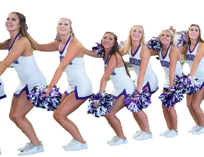 Cheerleader Group Png Cutout (black, lavender)