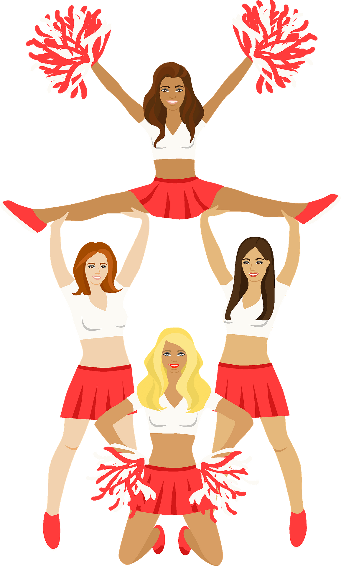 Cheerleader Group Png Image (chocolate, salmon, gray, white)