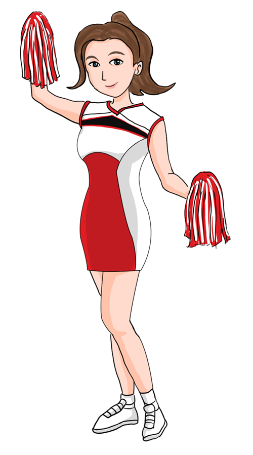 Cheerleader Png Transparent Image (maroon, black, white, beige, pink)