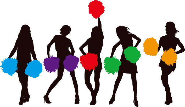 Cheerleader Transparent (orange, white, black, red, greenish blue)