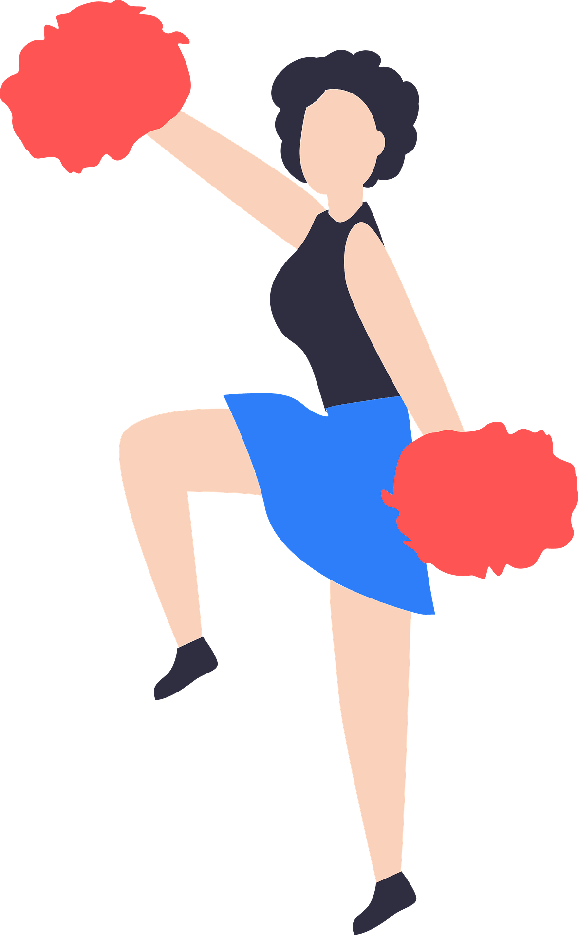 Cheerleader Vector No Background (teal, indigo, gray, salmon, pink)